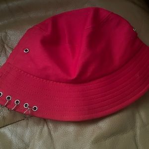 cute red bucket hat